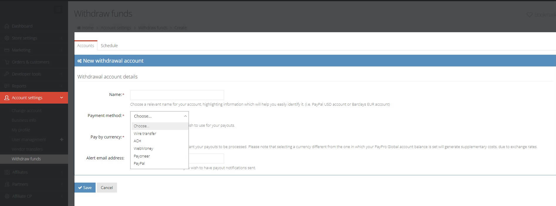 Withdrawal options